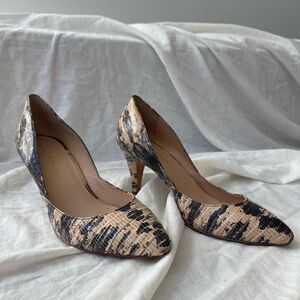 Loeffler Randal Women's High Heels Phyton Animal Print Pointed Toe Shoes Size 9.